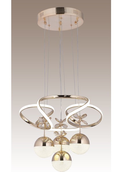 3 Renk Kumandalı ve Dimmerli Gold LED Kristal Avize, 4 Başlık, 50x100 cm fırsatları