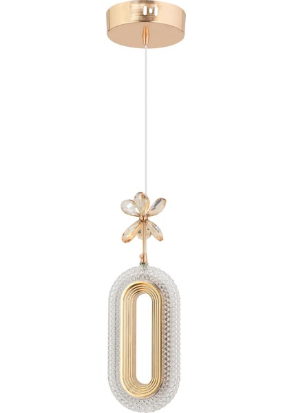 Tekno Trust LED Alfa Tekli Gold Ledli Kristal Taşlı Avize