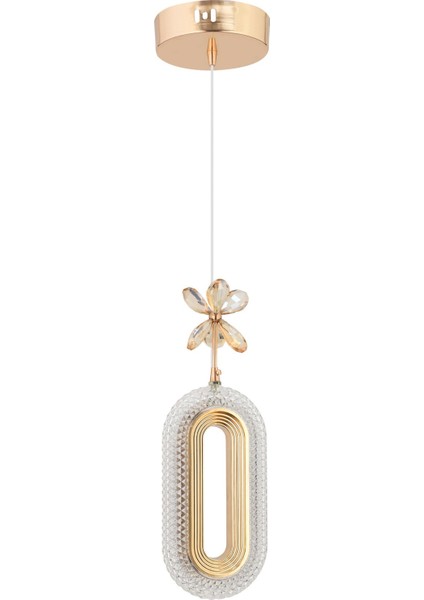 Tekno Trust LED Alfa Tekli Gold Ledli Kristal Taşlı Avize