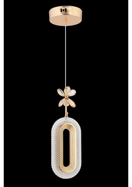 Tekno Trust LED Alfa Tekli Gold Ledli Kristal Taşlı Avize
