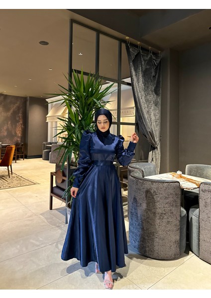 Lacivert Bella Tesettür Abiye