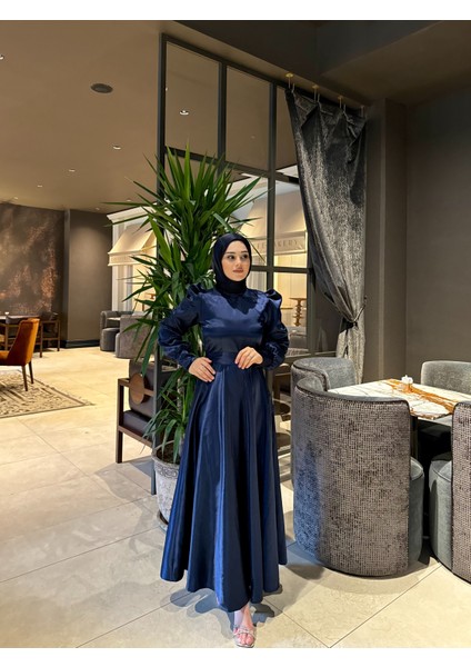 Lacivert Bella Tesettür Abiye modelleri