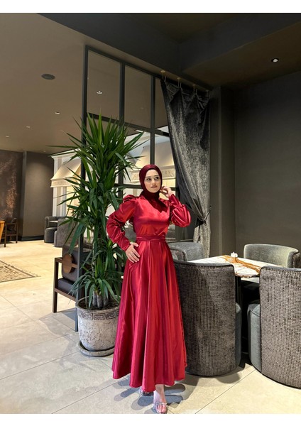 Bordo Bella Tesettür Abiye