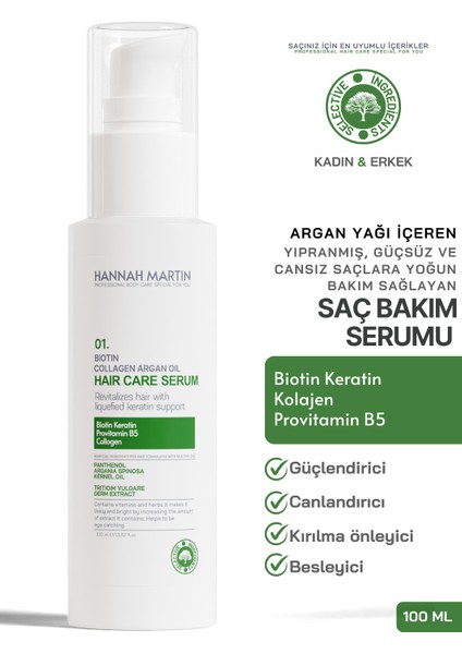 Biotin Keratin Ve Argan Yağı Içerikli Onarıcı Yıpranmış Saçlar Için Saç Bakım Serumu