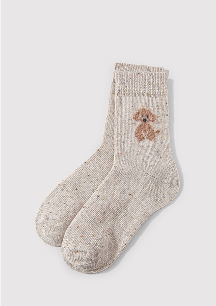 Yün Karışımlı Bej Bot Çorabı 1912832-70020