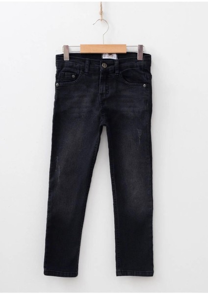 8-12 Yaş Erkek Çocuk Slim Fit Siyah Kot Pantolon