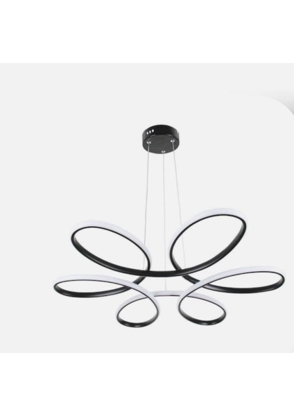 Tekno Trust Liya Papatya Model Siyah Kasa Beyaz Işık Ledli Modern Aydınlatmalı Avize Ledli Avize