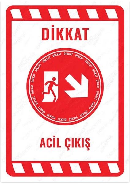 UL3056-A4 - Acil Çıkış Sağ Çapraz Aşağı Uyarı Levhası (21,6 × 30,3 cm)