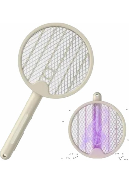 Şarjlı Tenis Raketi Tipi Masa Üstü Olabilen Gece Lambalı Sinek Kovucu