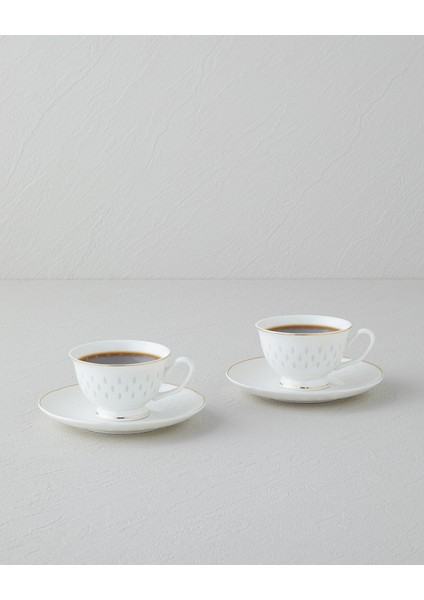Flare New Bone China 4 Parça 2 Kişilik Kahve Fincan Takımı Gold