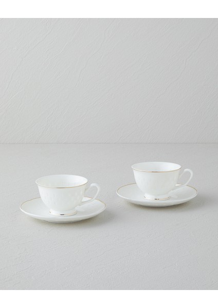Flare New Bone China 4 Parça 2 Kişilik Kahve Fincan Takımı Gold