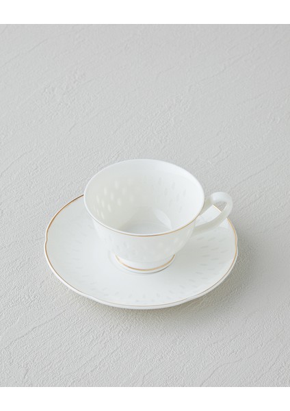 Flare New Bone China 4 Parça 2 Kişilik Kahve Fincan Takımı Gold
