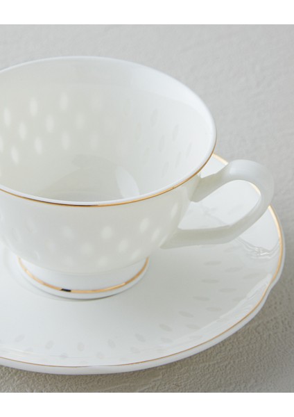 Flare New Bone China 4 Parça 2 Kişilik Kahve Fincan Takımı Gold