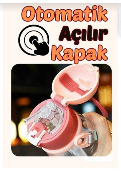 500 ml Polikarbon Geyikli Matara Pipetli Otomatik Kapaklı Suluk