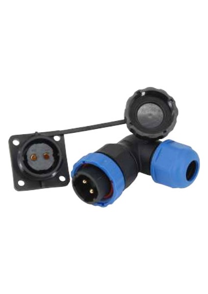 SD28 Su Geçirmez 2 Pin 28 mm Yuvarlak Konnektör (90° Dirsek) (4767) - ISL2249-2091