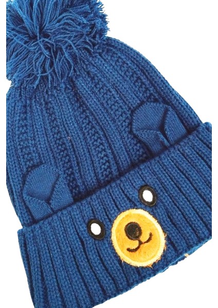 Yünlü Figürlü Ponponlu Çocuk Bere Koyu Mavi fiyatları