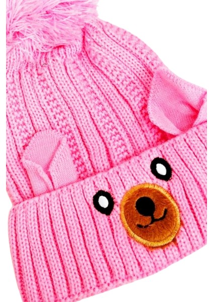 Yünlü Figürlü Ponponlu Çocuk Bere Pembe fiyatları