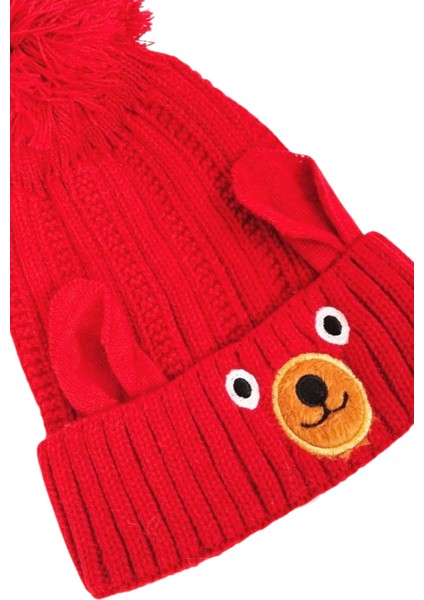 Yünlü Figürlü Ponponlu Çocuk Bere Kırmızı fiyatları