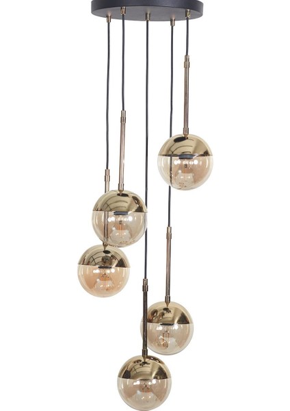 Gold-siyah metal gövde, 5'li LED sarkıt avize, şık ve modern tasarım fiyatları
