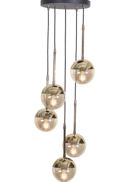 Gold-siyah metal gövde, 5'li LED sarkıt avize, şık ve modern tasarım fırsatları