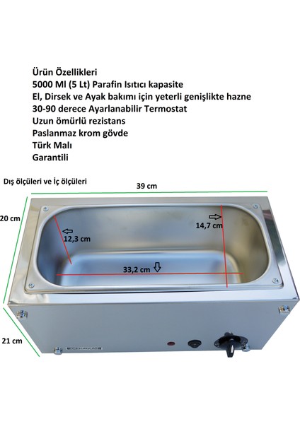 S545 5 Lt Kalıp Sir Ağda Makinesi Isıtıcı Krom Gövde