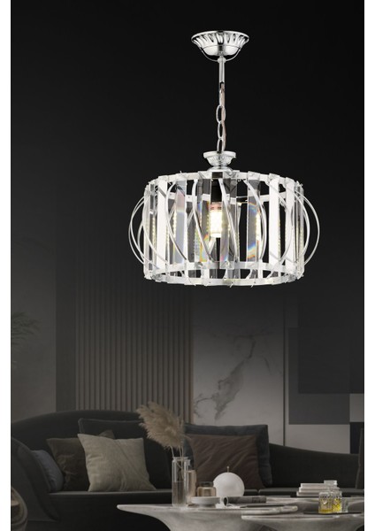 Şık Krom Kristal Avize 25x70 cm, Metal Malzeme, 1 Ampul Başlığı fiyatları