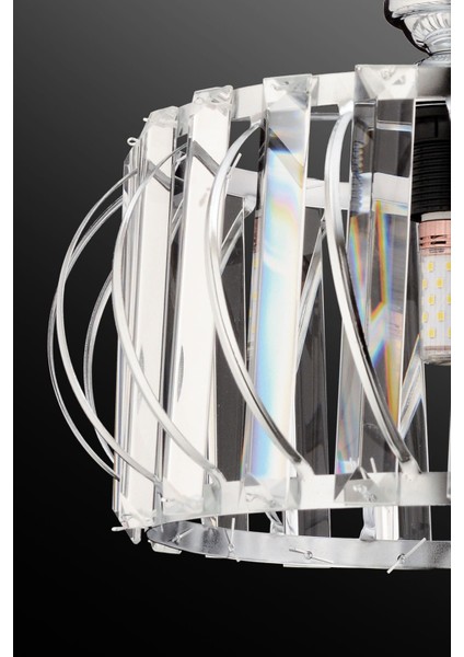 Şık Krom Kristal Avize 25x70 cm, Metal Malzeme, 1 Ampul Başlığı modelleri