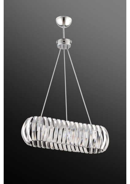Şık 45x70 cm Metal Yemek Masası, Kristal Taşlı Üçli Avize ile tamamlanmış modelleri