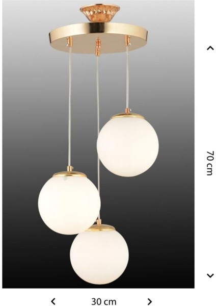Altın renkli 3'lü cam sarkıt avize, modern ve şık tasarım, 30x60 cm. fiyatları