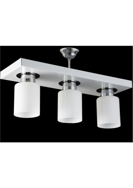 Modern üçlü dikdörtgen metal avize, beyaz tasarım, 3 ampüllü, 30x60 boyut fiyatları