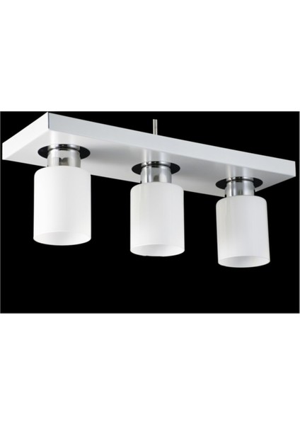 Modern üçlü dikdörtgen metal avize, beyaz tasarım, 3 ampüllü, 30x60 boyut modelleri