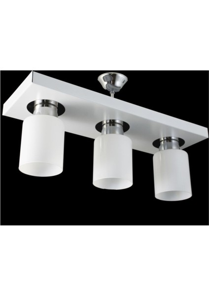 Modern üçlü dikdörtgen metal avize, beyaz tasarım, 3 ampüllü, 30x60 boyut indirimleri