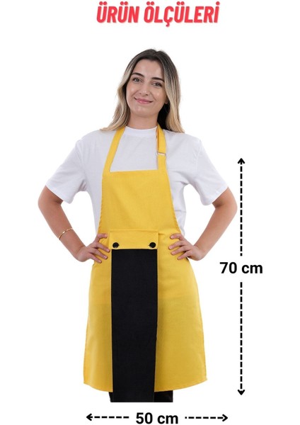 Renkli 4'lü Mutfak Önlüğü Seti, Havlu ve Eldiven Tutacak, 50x70, Pamuk Polyester, Sarı-Siyah fırsatları