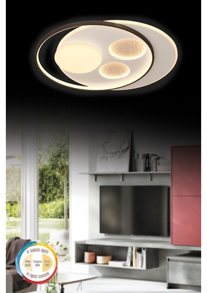 Tekno Trust Oscar 55 cm Modern 3 Renk Işık (Beyaz Sarı Gün Işığı) Salon Yatak Odası Mutfak LED Avize