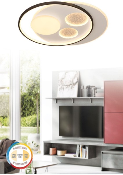 Tekno Trust Oscar 55 cm Modern 3 Renk Işık (Beyaz Sarı Gün Işığı) Salon Yatak Odası Mutfak LED Avize
