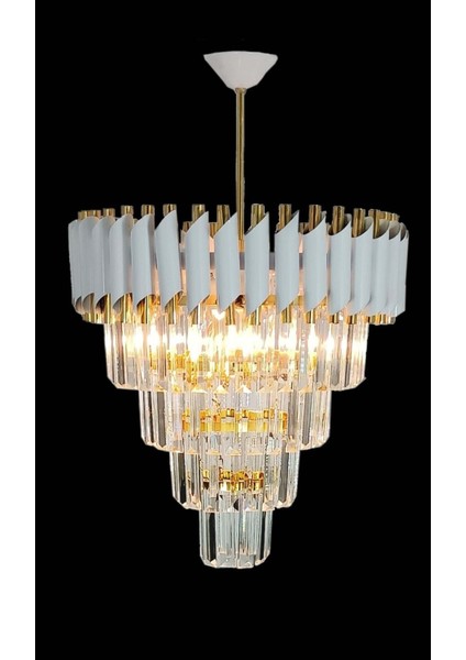 Beyaz Gold Kristal Taşlı 4'lü Lüks Avize, Metal Malzeme, 45x45 cm fırsatları