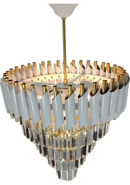 Beyaz Gold Kristal Taşlı 4'lü Lüks Avize, Metal Malzeme, 45x45 cm indirimleri