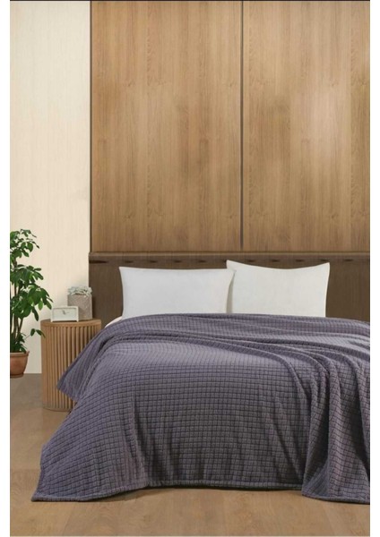 Yumuşak ve sıcak tek kişilik çok amaçlı gri soft battaniye, antibakteriyel polyester