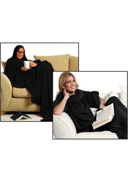 Giyilebilir Battaniye - Giyilebilen Kollu Polar Battaniye - Tek Kişilik Kışlık Tv Battaniyesi