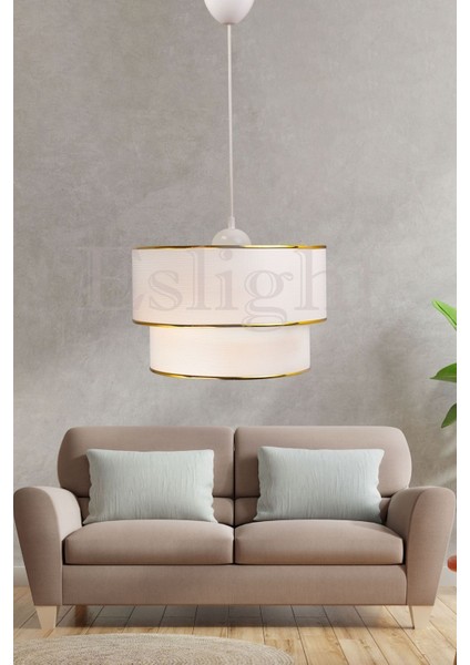 Modern tekli sarkıt avize, krem-gold, şık ve hafif tasarım, 30x46 cm