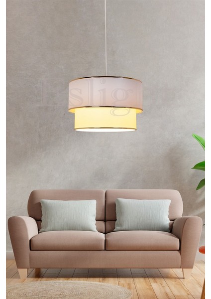 Modern tekli sarkıt avize, krem-gold, şık ve hafif tasarım, 30x46 cm