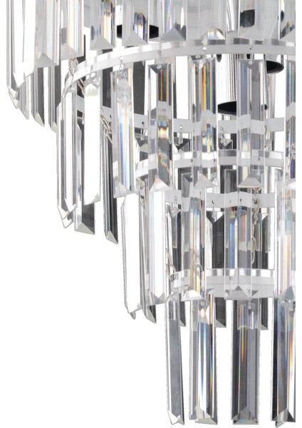 Beyaz 5'li Dörtkatlı Kristal Avize, modern tasarım, 35x57 ölçü