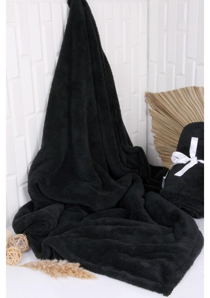 Yumuşak siyah 120x170 ev dekoru battaniyesi, polyester, solmaya dayanıklı fiyatları