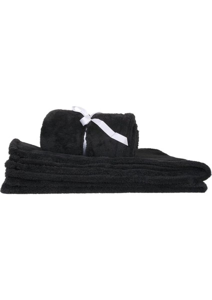 Yumuşak siyah 120x170 ev dekoru battaniyesi, polyester, solmaya dayanıklı fırsatları