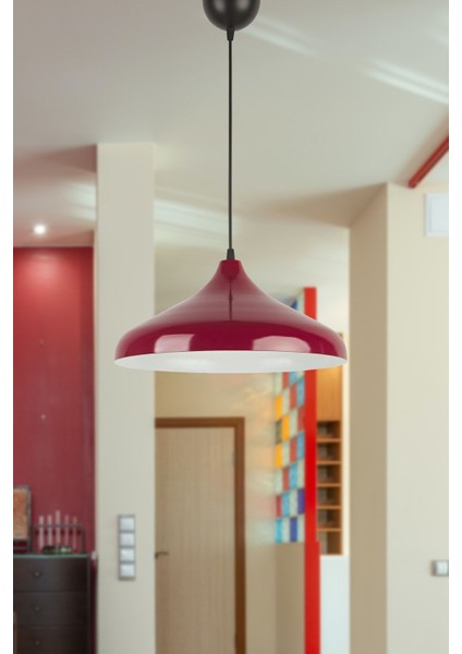 Modern metal sarkıt avize, 18x32 cm, bordo ve beyaz renk seçenekleriyle şık tasarım