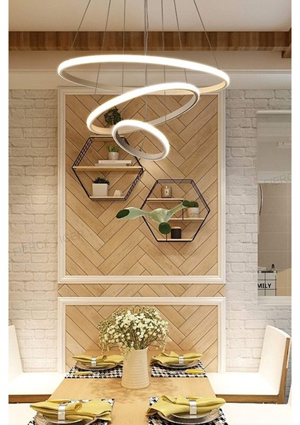 Modern gri metal 3'lü led avize, 20x30 cm, şık ve kullanışlı tasarım