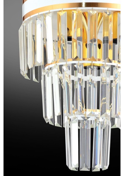 Şık 3'lü Kristal Avize, Beyaz, Modern Tasarım, 30x60 cm fırsatları