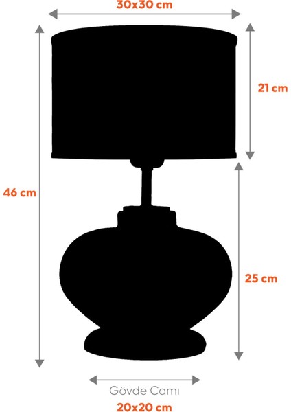 Tekno Trust Ellipse Transparent Black Cam Abajur