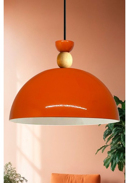 Parlak Turuncu Metal Avize, Tekli Sarkıt, Salon ve Mutfak Aydınlatması