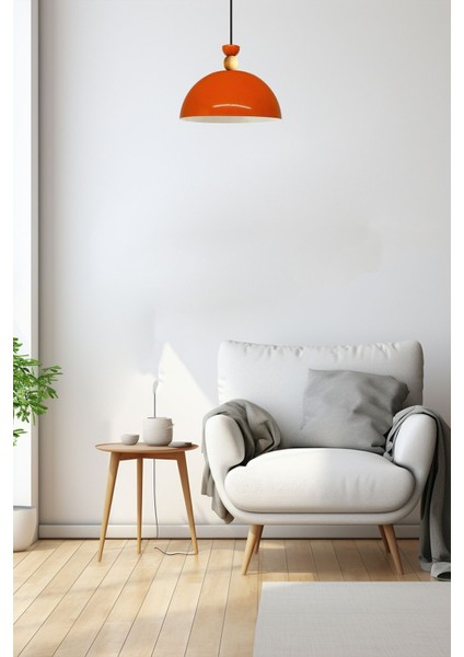 Parlak Turuncu Metal Avize, Tekli Sarkıt, Salon ve Mutfak Aydınlatması modelleri